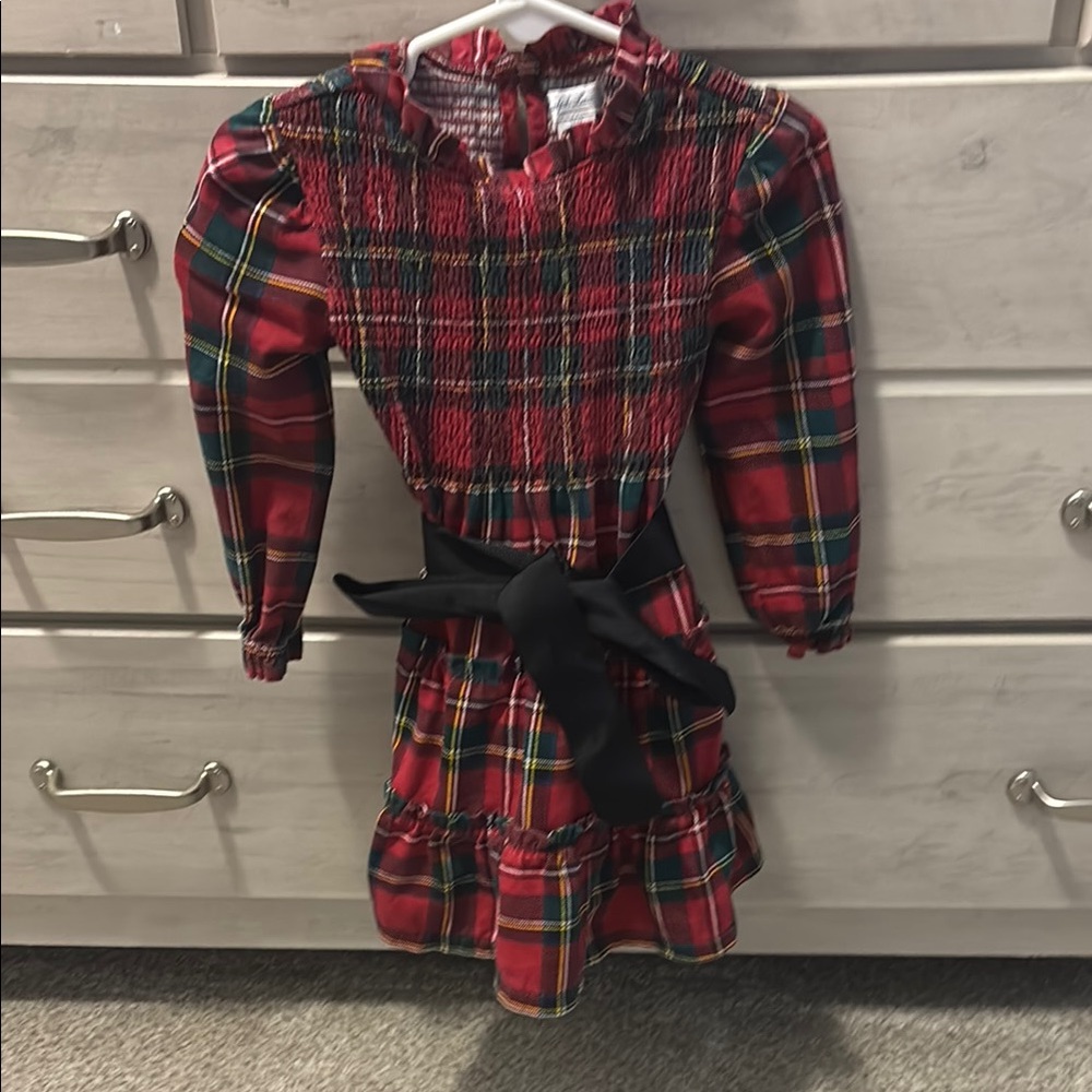 Red Plaid Dress with Black Bow